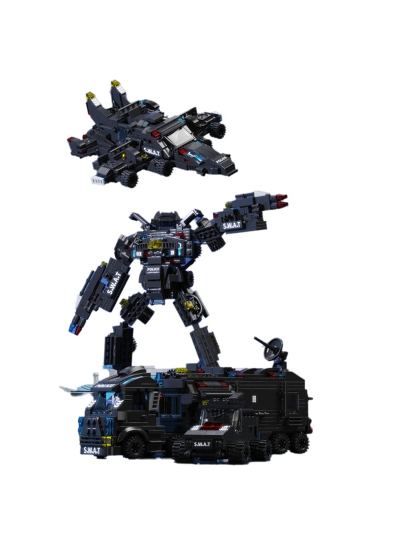 مجموعة ألعاب شرطة الفضاء الخاصة 27 Changes 700 قطعة، لعبة ألغاز بناء كبيرة، أفضل لعبة تعليمية ولعب الأدوار، مناسبة للهدايا للأولاد والبنات فوق سن 6 سنوات - Image 1